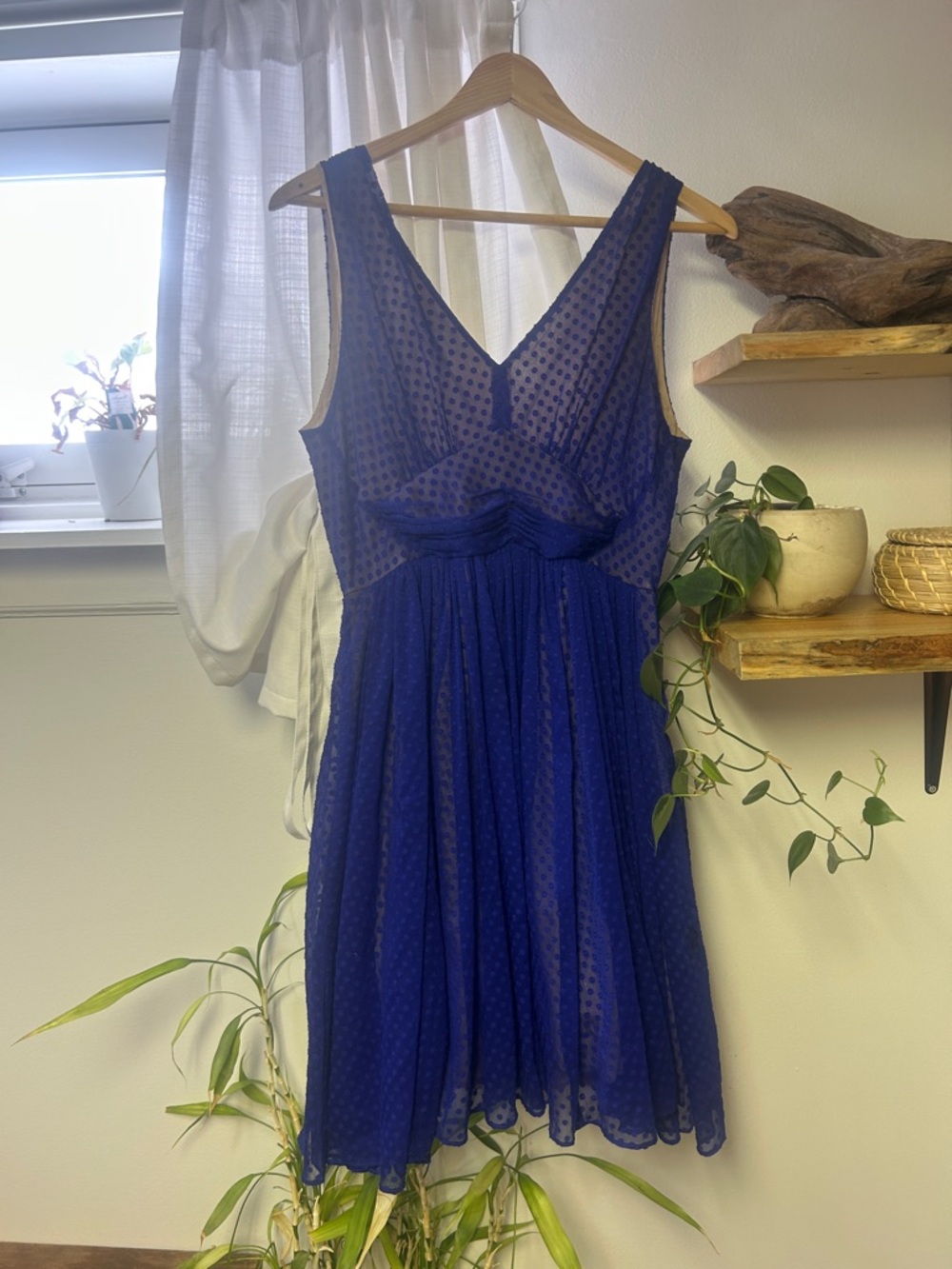 HD in Paris Royal Blue Polka Dot Chiffon V-Neck Cocktail Dress